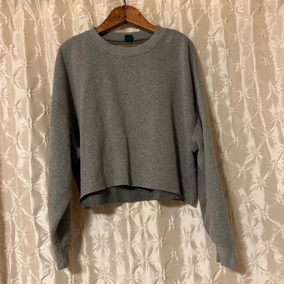 Wild Fable Gray Cropped Boxy Fleece Crew Neck Sweatshirt - Picture 2 of 11
